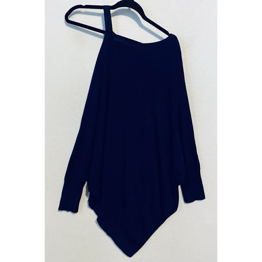 Umgee Sweater Womens Large Navy Blue Dolman Sleeve Poncho Oversized Boho Comfy